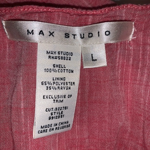 Max Studio Faded Red Sleeveless knee length Dress large V neck embroidered - Picture 3 of 7
